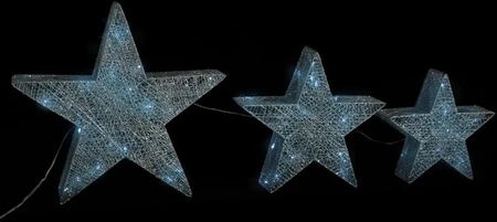 Zakito Europe Gwiazdy Dekoracyjne Led 3szt. Srebrne 50x9,5x50cm; 36,5x9,5x36,5cm; 30x9,5x30cm (ZE329776)