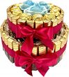 Tort MERCI 2 PIĘTRA Prezent Dzień Mamy Zestaw Słodyczy Ferrero Rocher+ Róże