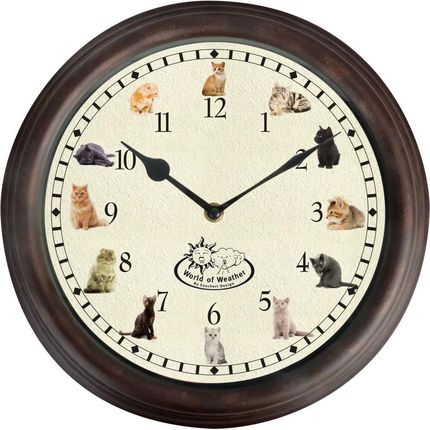 Zakito Home Zegar Esschert Design Miauczący Kot 30X4,6Cm Brązowy Biały (Zh428857)