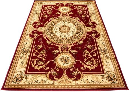 Turecki bordowy dywan kwiatowy rozety wycinany 140x190 owalny do salonu 