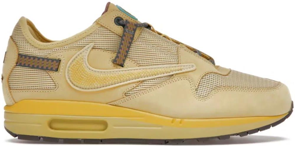 Travis Scott × Nike AirMax 1 CACTUS Gold Nike Air Max 1 Travis Scott Cactus Jack Saturn Gold - SHEZAMME