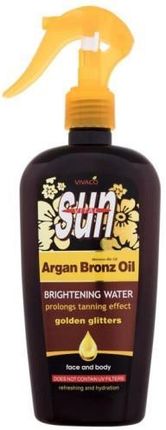 Vivaco Sun Argan Bronz Oil Brightening Water Rozświetlająca Woda Ze Złotymi Drobinkami O Działaniu Podkreślającym Opaleniznę 300ml