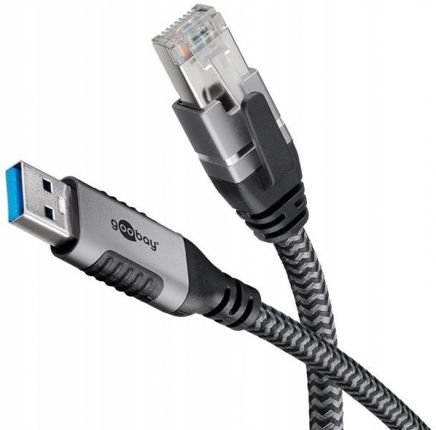 Goobay Ethernet USB-A 3.2 Gen1 male > RJ-45 male 1m Czarny (70299)
