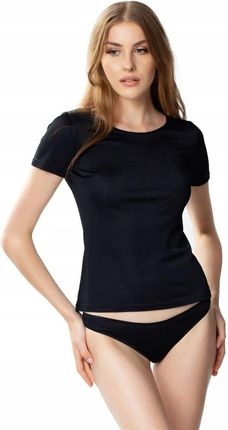 Czarny T-shirt damski Lara klasyczny