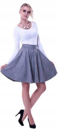 Elegancka rozkloszowana spódnica : Kolor - szary, Rozmiar - 46