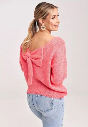 Stylowy sweter damski w modnych kolorach (Koralowy, Uniwersalny)