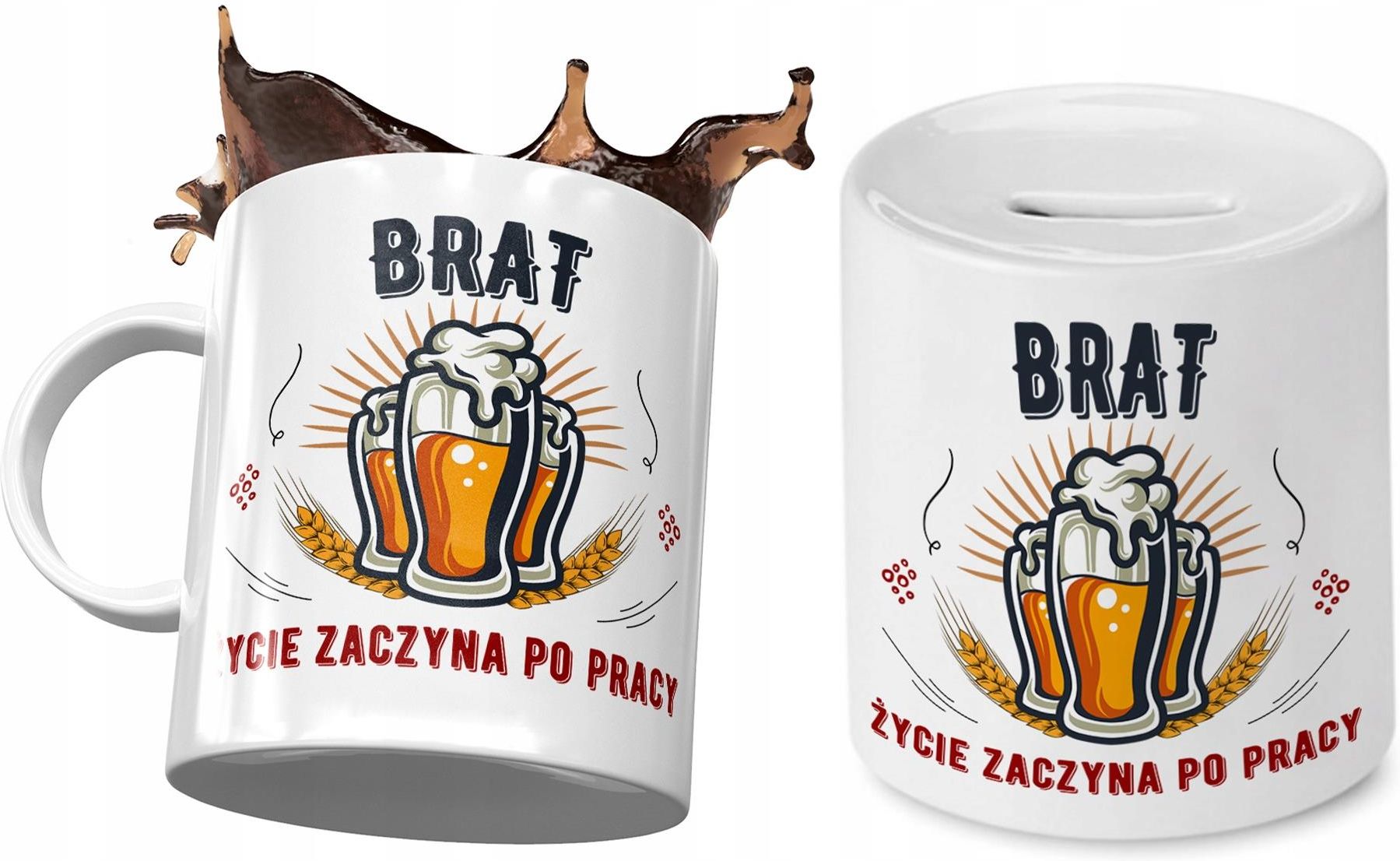 Prezent Dla Brata Na święta Bożego Narodzenia Polidraw Dla Brata Zestaw Kubek + Skarbonka Prezent Z Nadrukiem Ze