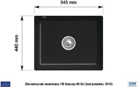 Zlewozmywak Villeroy&Boch Subway 60Su Pure Black VB331001R7