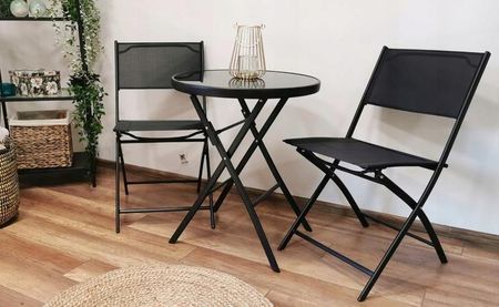 Kontrast Stół Składany Okrągły Ogród Balkon Taras Tasos 60cm Czarny - zdjęcie 5