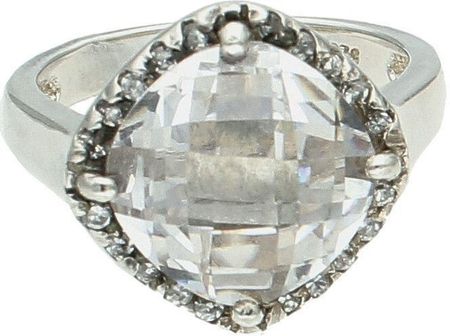 Diament Srebrny pierścionek damski 925 z dużą kwadratową cyrkonią rozmiar 13