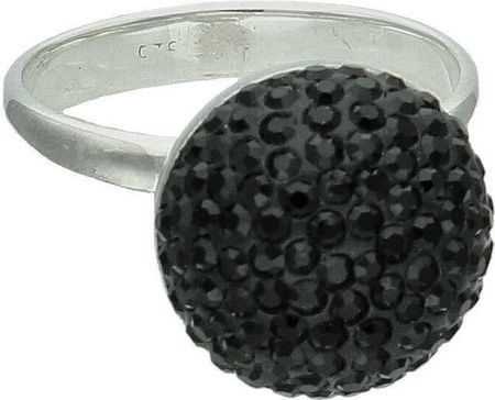 Diament Srebrny pierścionek damski 925 duże czarne oczko z kryształami Swarovski rozmiar 22