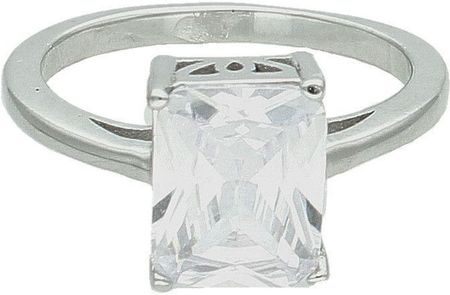 Diament Srebrny pierścionek damski 925 zaręczynowy prostokątna cyrkonia rozmiar 17