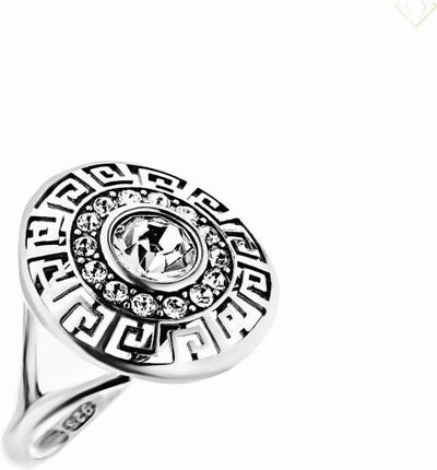 Susetti Srebrny pierścionek z cyrkoniami wzór grecki