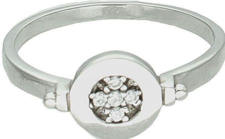 Diament Srebrny pierścionek damski 925 z okrągłym oczkiem rozmiar 19