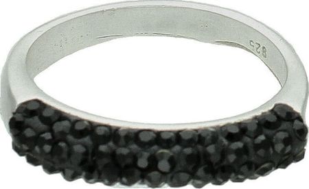 Diament Srebrny pierścionek damski 925 ozdobiony czarnymi kryształami Swarovski