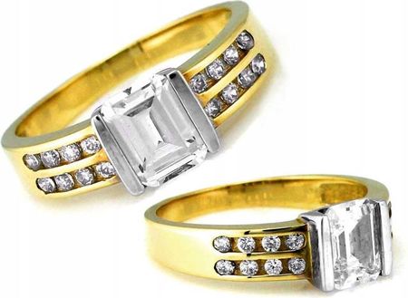 Lovrin Bogaty pierścionek złoty 333 z białym złotem rozmiar 12 dla niej