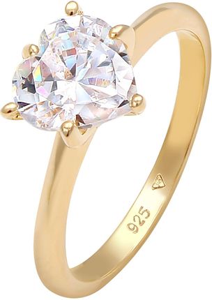 Elli Damski soliter zaręczynowy miłość z cyrkonią kryształami w srebrze 925 Sterling Silver Pierścionki
