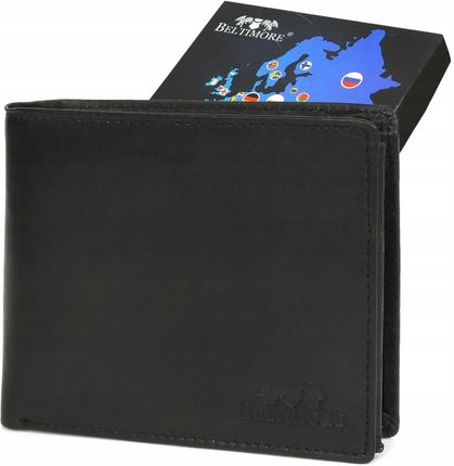 Męski portfel skórzany klasyczny RFiD czarny Belti