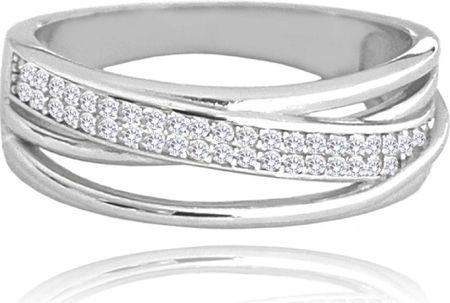 Diament Srebrny pierścionek damski 925 z białymi cyrkoniami