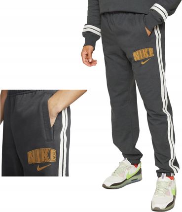 Spodnie męskie dresowe Nike NSW RETRO CF FLC PANT BB szare