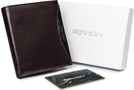 Pojemny portfel męski z naturalnej skóry licowej z ochroną RFID Rovicky