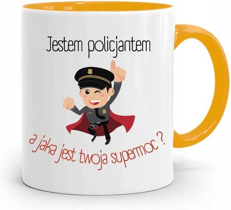 Polidraw Kubek Żólty Policjanta Policjantki Twoja Supermoc Z Nadrukiem Ze Zdjęciem