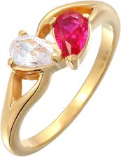 Elli Damski pierścionek zaręczynowy Infinity z cyrkonią i syntetycznym rubinem w srebrze próby 925 Sterling Silver Pierścionki