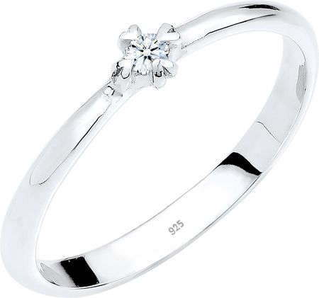 Elli Diamonds Damski pierścionek zaręczynowy pasjans serce z diamentem (0.03 ct.) ze srebra próby 925 Sterling Silver Pierścionki