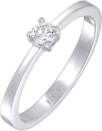 Elli Diamonds Damski pierścionek zaręczynowy Solitaire z diamentami wyhodowanymi w laboratorium (0,17 ct) ze srebra 925 Sterling Silver Pierścionki