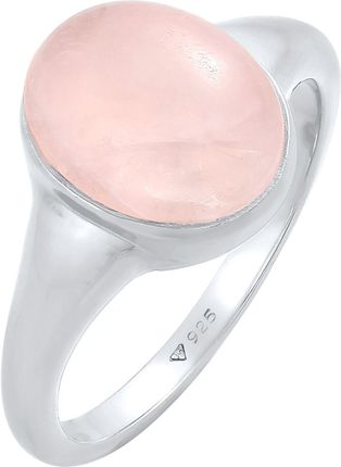 Elli Damski Sygnet Oval Trend Chunky z różowym kwarcem w srebrze 925 Sterling Silver Pierścionki