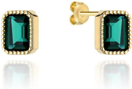 Biżuteria Gabor Kolczyki złote z kolekcji COLORFUL STONE zielony kwarc na sztyfcie 585