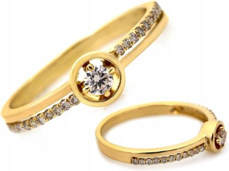 Lovrin Złoty pierścionek 585 okrągły z brylantami 0.20 ct r14 14K