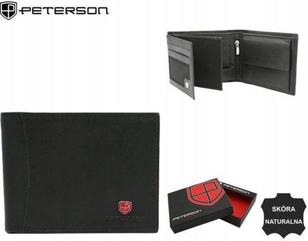 Skórzany portfel męski z zewnętrzną kieszonką na kartę Peterson