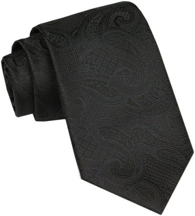 Angelo di Monti - Krawat Męski - Czarny z Delikatną Fakturą KRADM2088
