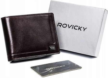Skórzany, rozbudowany portfel męski RFID Rovicky