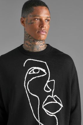Boohoo hux Oversize Print Sweter kontrast Xs NG2