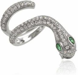 Falana Nausznica srebrna Wąż z zielonymi oczami na prawe ucho k3662 3,3 g.