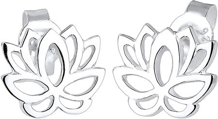 Elli Damskie kolczyki sztyfty kwiat lotosu w srebrze próby 925 Sterling Silver