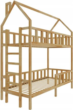Stolarnia Ewa Fojtuch Łóżko Drewniane Piętrowe Domek Dla Dzieci Wejście Bok- Zosia 160X80Cm