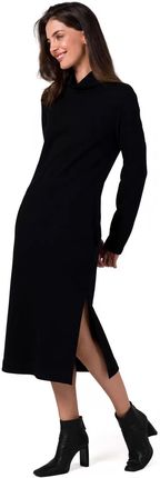 B274 Sukienka z Półgolfem - Czarna XL (42) czarny