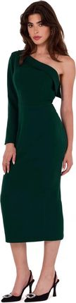 K179 Sukienka na Jedno Ramię - Butelkowa Zieleń XL (42) zielony