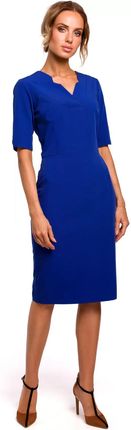 M455 Sukienka z Dekoltem v - Chabrowa S (36) niebieski