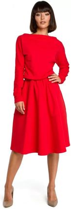 B087 Sukienka Rozkloszowana - Czerwona XXL (44) czerwony