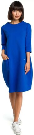 B083 Sukienka Bombka z Kieszenią Chabrowa XXL (44) niebieski