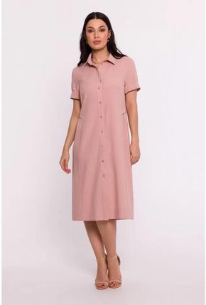 B282 Sukienka Koszulowa - Różowa XL (42) różowy