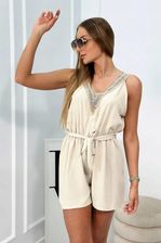 Zdjęcie Kombinezon krótki z ozdobną koronką beżowy - Zelów