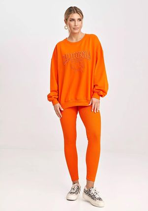 Komplet dresowy damski z luźną bluzą i legginsami (Pomarańczowy, Uniwersalny)