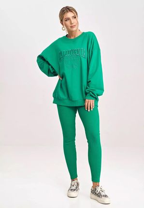 Komplet dresowy damski z luźną bluzą i legginsami (Zielony, Uniwersalny)