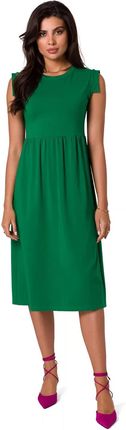 B262 Sukienka z Podwyższoną Talią - Soczysta Zieleń L (40) zielony