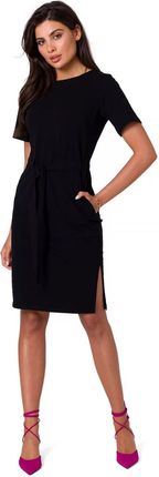 B263 Sukienka Bawełniana z Naszytymi Kieszeniami - Czarna XL (42) czarny